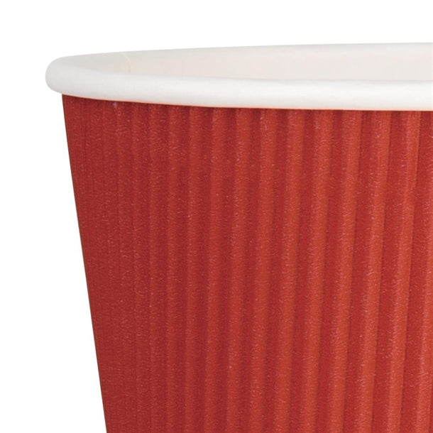 Fiesta Ripple Wall Takeaway Coffee Cups Red 340ml - 12oz (Pack of 500)