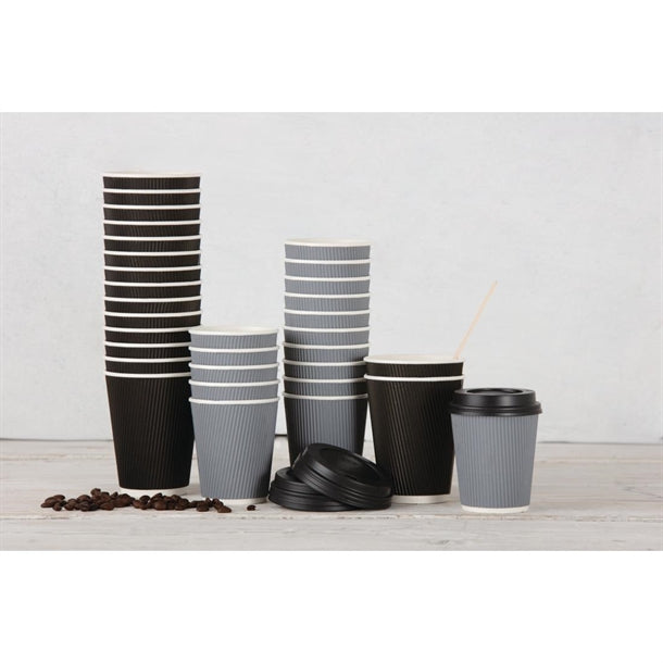 Fiesta Disposable Coffee Cup Lids Black 340ml - 12oz and 455ml - 16oz (Pack of 1000)