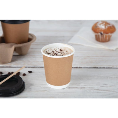 Fiesta Disposable Coffee Cups Double Wall Kraft 225ml - 8oz (Pack of 500)