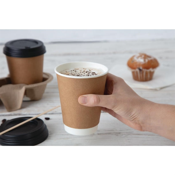 Fiesta Disposable Coffee Cup Lids Black 340ml - 12oz and 455ml - 16oz (Pack of 50)