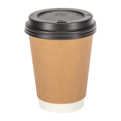 Fiesta Disposable Coffee Cup Lids Black 340ml - 12oz and 455ml - 16oz (Pack of 50)