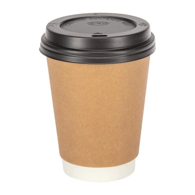 Fiesta Disposable Coffee Cups Double Wall Kraft 340ml - 12oz (Pack of 25)