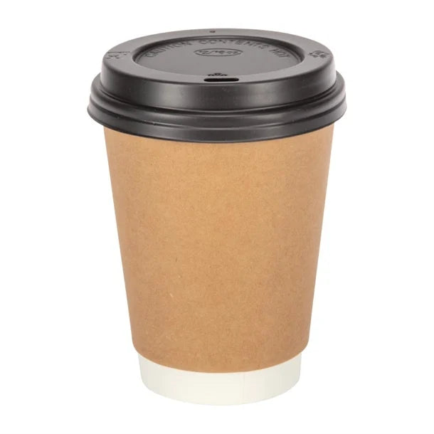 Fiesta Disposable Coffee Cups Double Wall Kraft 340ml - 12oz (Pack of 25)