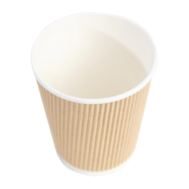 Fiesta Disposable Coffee Cups Ripple Wall Kraft 225ml - 8oz (Pack of 25)