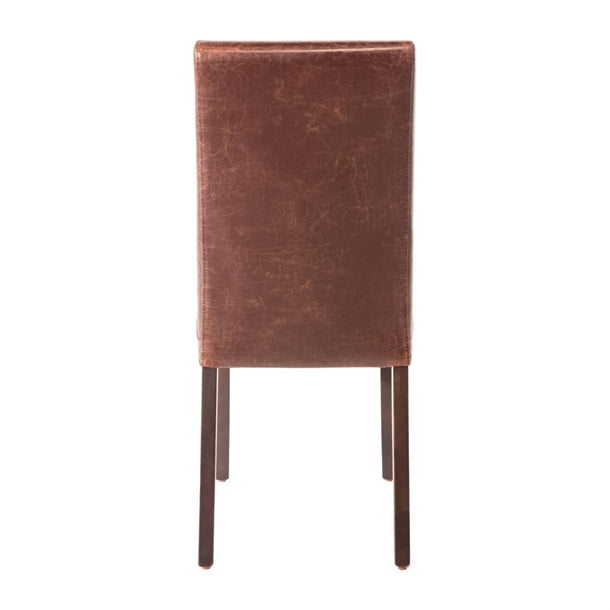 Bolero Faux Leather Dining Chair Antique Brown (Pack of 2)