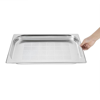 Vogue Stainless Steel Perforated 1-1 Gastronorm Pan 40mm