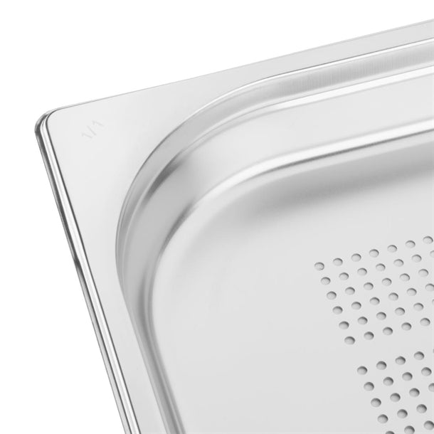 Vogue Stainless Steel Perforated 1-1 Gastronorm Pan 40mm