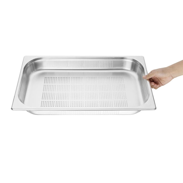 Vogue Stainless Steel Perforated 1-1 Gastronorm Pan 65mm