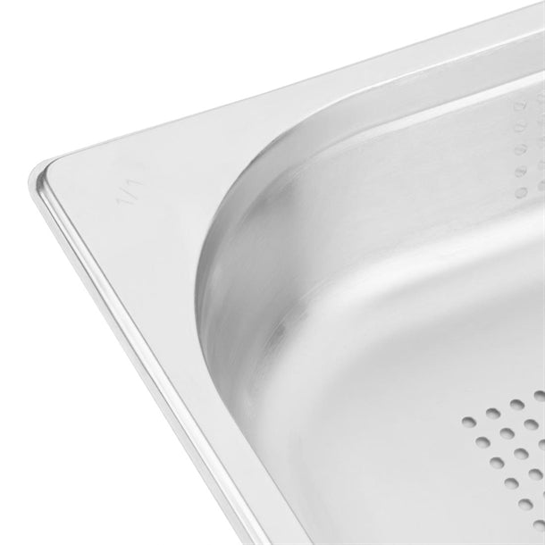 Vogue Stainless Steel Perforated 1-1 Gastronorm Pan 65mm