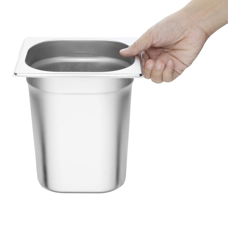 Vogue Stainless Steel 1-6 Gastronorm Pan 200mm