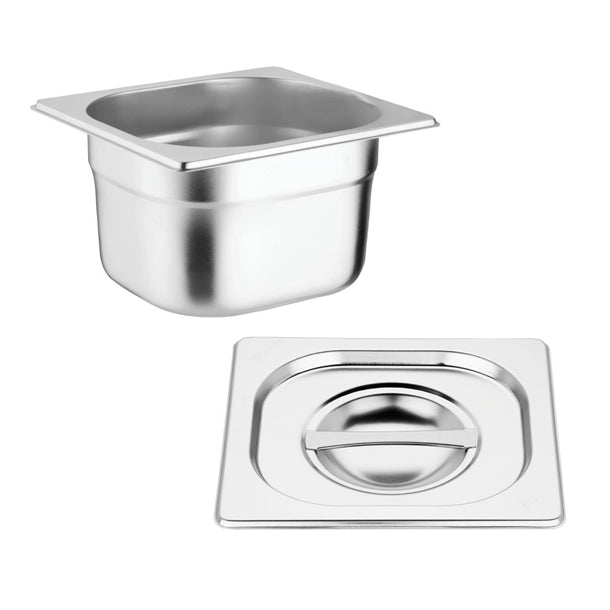 Vogue Stainless Steel Gastronorm Pan Set with Lids 1-6 (Pack of 6)