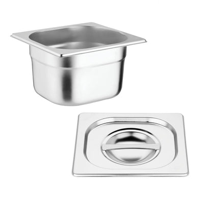Vogue Stainless Steel Gastronorm Pan Set with Lids 1-6 (Pack of 4)
