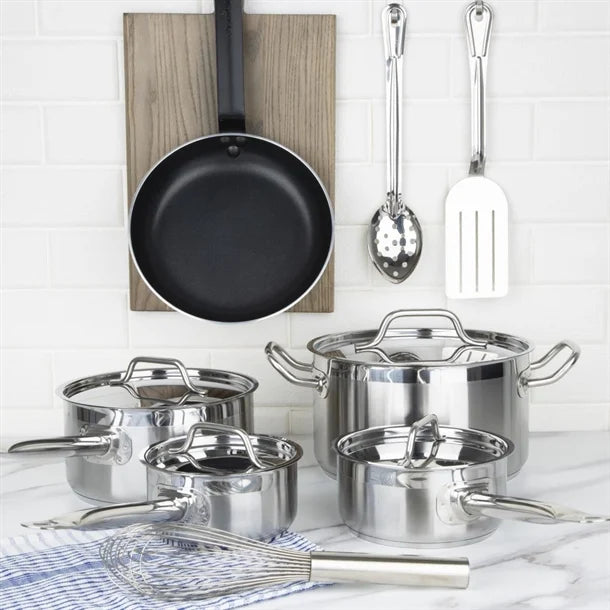 Nisbets Essentials Cook Like A Pro 4-Piece Saucepan and Frying Pan Set