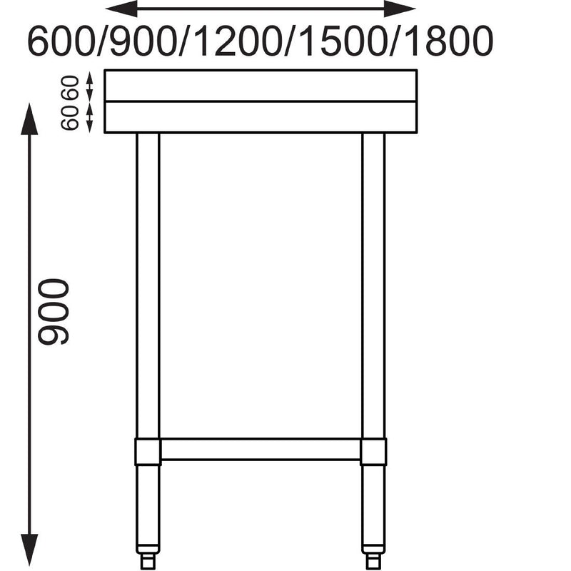 Vogue Stainless Steel Prep Table with Upstand 900mm