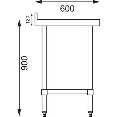 Vogue Stainless Steel Prep Table with Upstand 900mm