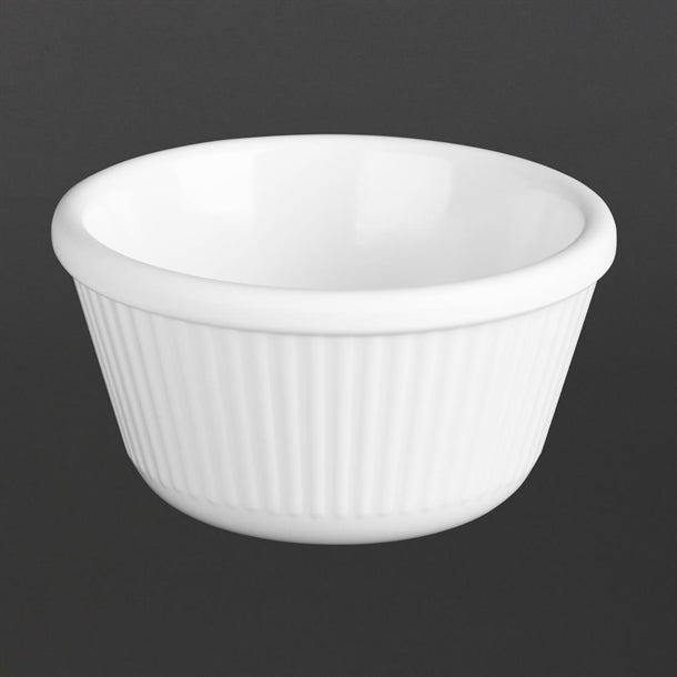 Kristallon Melamine Fluted Ramekins White 89mm (Pack of 12)