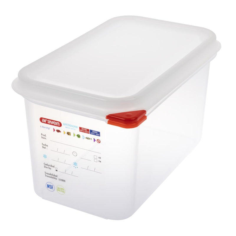 Araven Polypropylene 1-4 Gastronorm Food Containers 4.3Ltr (Pack of 4)