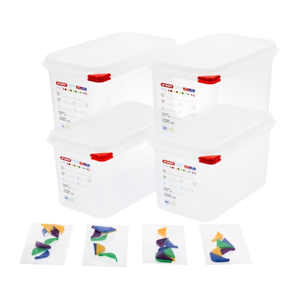 Araven Polypropylene 1-4 Gastronorm Food Containers 4.3Ltr (Pack of 4)