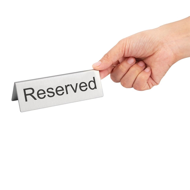 Brushed Steel Reserved Table Sign (Pack of 10)