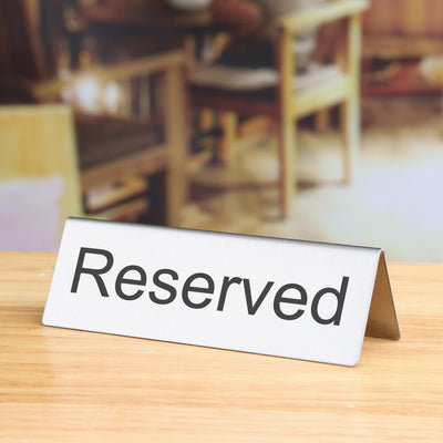 Brushed Steel Reserved Table Sign (Pack of 10)