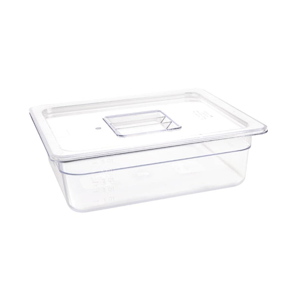Vogue Polycarbonate 1-2 Gastronorm Container 100mm Clear