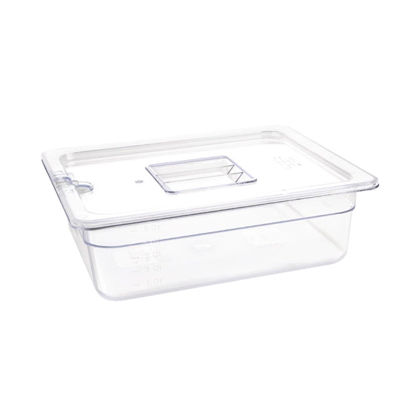 Vogue Polycarbonate 1-2 Gastronorm Container 100mm Clear