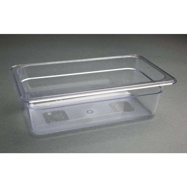 Vogue Polycarbonate 1-3 Gastronorm Container 100mm Clear