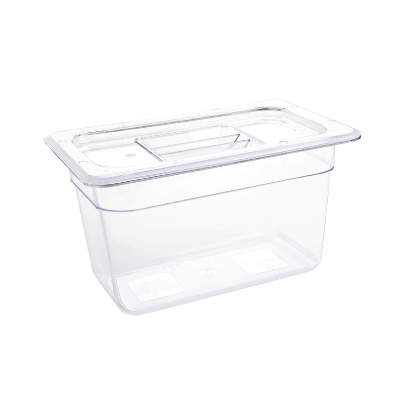 Vogue Polycarbonate 1-4 Gastronorm Container 150mm Clear
