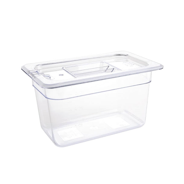 Vogue Polycarbonate 1-4 Gastronorm Container 150mm Clear