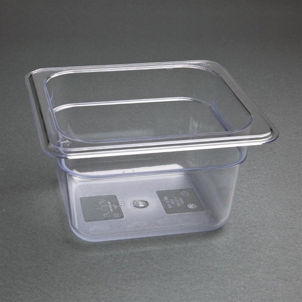 Vogue Polycarbonate 1-6 Gastronorm Container 100mm Clear