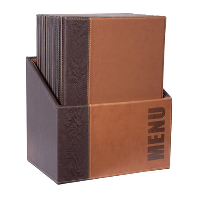 Securit Contemporary Menu Covers and Storage Box A4 Tan (Pack of 20)