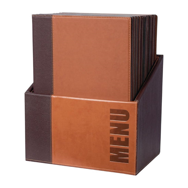 Securit Contemporary Menu Covers and Storage Box A4 Tan (Pack of 20)