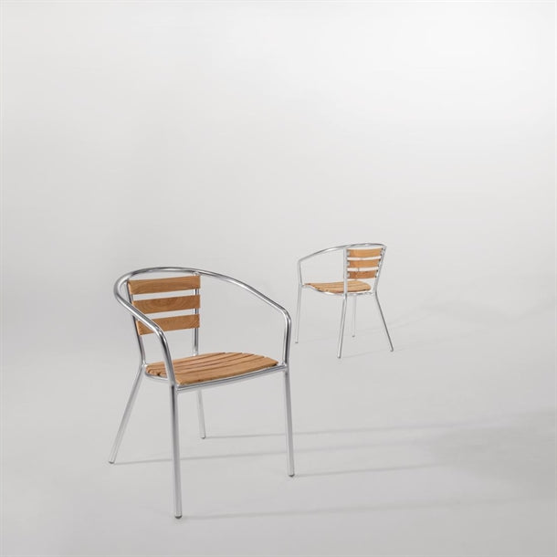 Bolero Aluminium and Ash Chairs (Pack of 4)