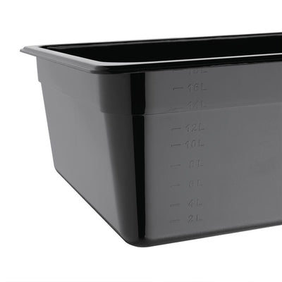 Vogue Polycarbonate 1-1 Gastronorm Container 150mm Black