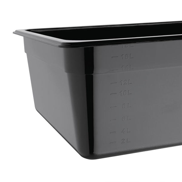 Vogue Polycarbonate 1-1 Gastronorm Container 150mm Black