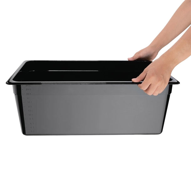 Vogue Polycarbonate 1-1 Gastronorm Container 200mm Black