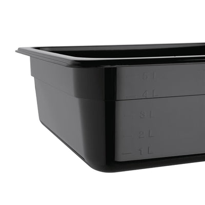 Vogue Polycarbonate 1-2 Gastronorm Container 100mm Black
