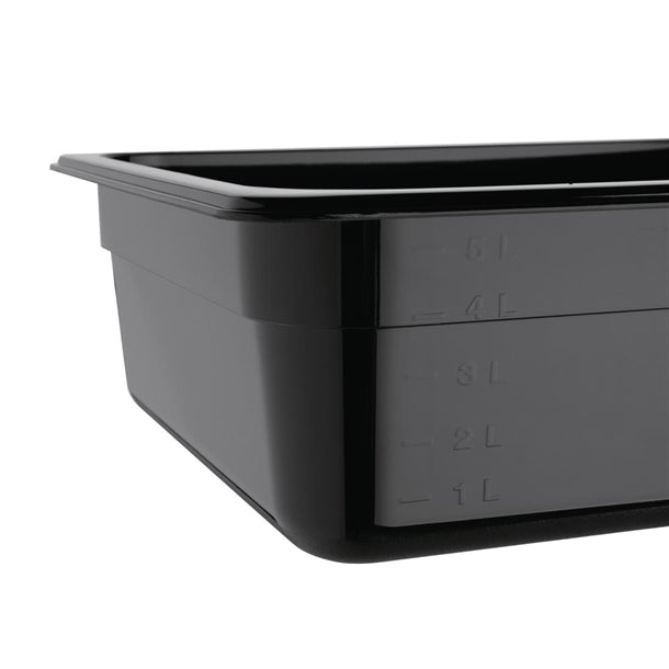 Vogue Polycarbonate 1-2 Gastronorm Container 100mm Black
