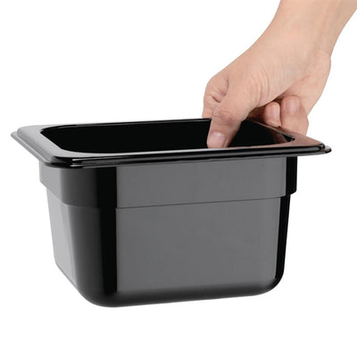 Vogue Polycarbonate 1-6 Gastronorm Container 100mm Black
