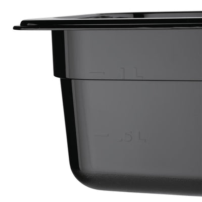 Vogue Polycarbonate 1-6 Gastronorm Container 100mm Black