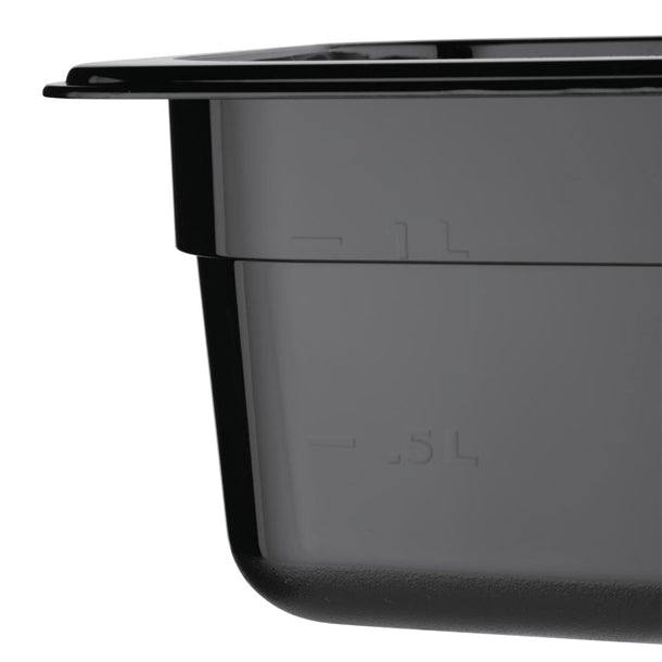 Vogue Polycarbonate 1-6 Gastronorm Container 100mm Black