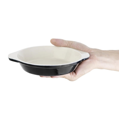Vogue Black Cast Iron Round Gratin Dish 750ml