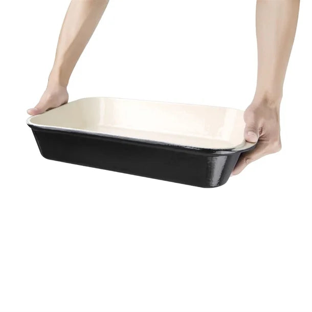 Vogue Black Cast Iron Roasting Dish Large