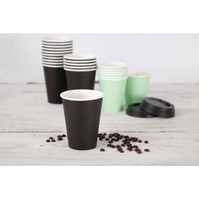 Fiesta Disposable Coffee Cups Single Wall Black 225ml - 8oz (Pack of 50)