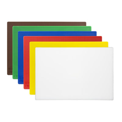 Hygiplas Low Density Chopping Boards Set with Rack (Set of 7 - 10mm High)