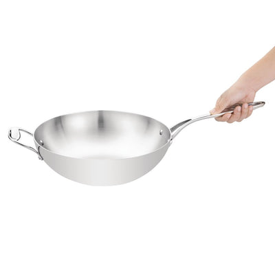 Vogue Tri Wall Wok Flat Base 300mm