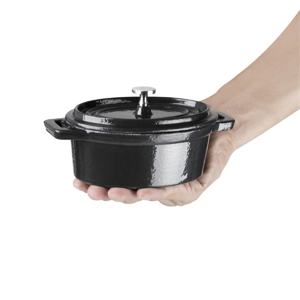 Vogue Cast Iron Round Mini Pot Black