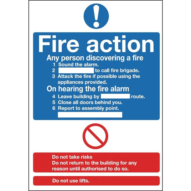 Fire Action Sign – Essential Workplace Safety Notice – Express Catering UK