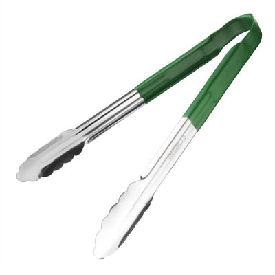 Dark Slate Gray Hygiplas Colour Coded Green Serving Tongs 11"