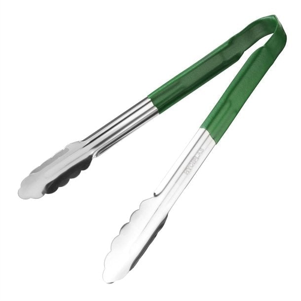Dark Slate Gray Hygiplas Colour Coded Green Serving Tongs 11"